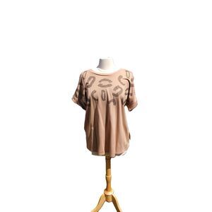 Anne Klein NWT light brown short sleeved shirt with studs, 0X